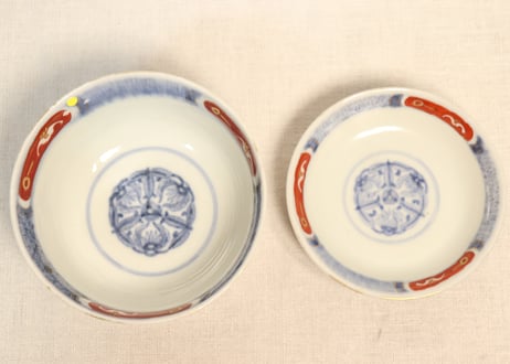 明治前期色絵兎図通り物飯茶碗②ひっつき,蓋少甘手