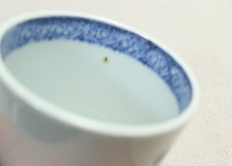 江戸後期染付菊と蝶図猪口②菊二輪