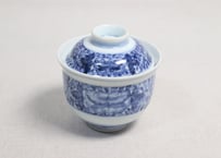 大正～昭和戦前ゴム判蝶と唐草図つぼ椀