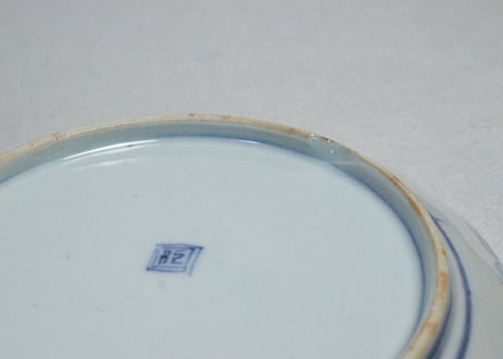 明治前期色絵桃に梅図7寸皿