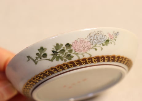明治前期九谷焼色絵家風景図通り物豆皿①
