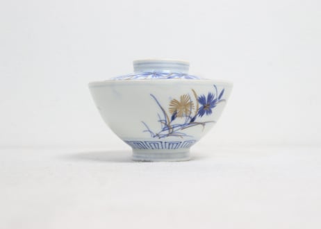 明治前期金彩撫子図飯茶碗