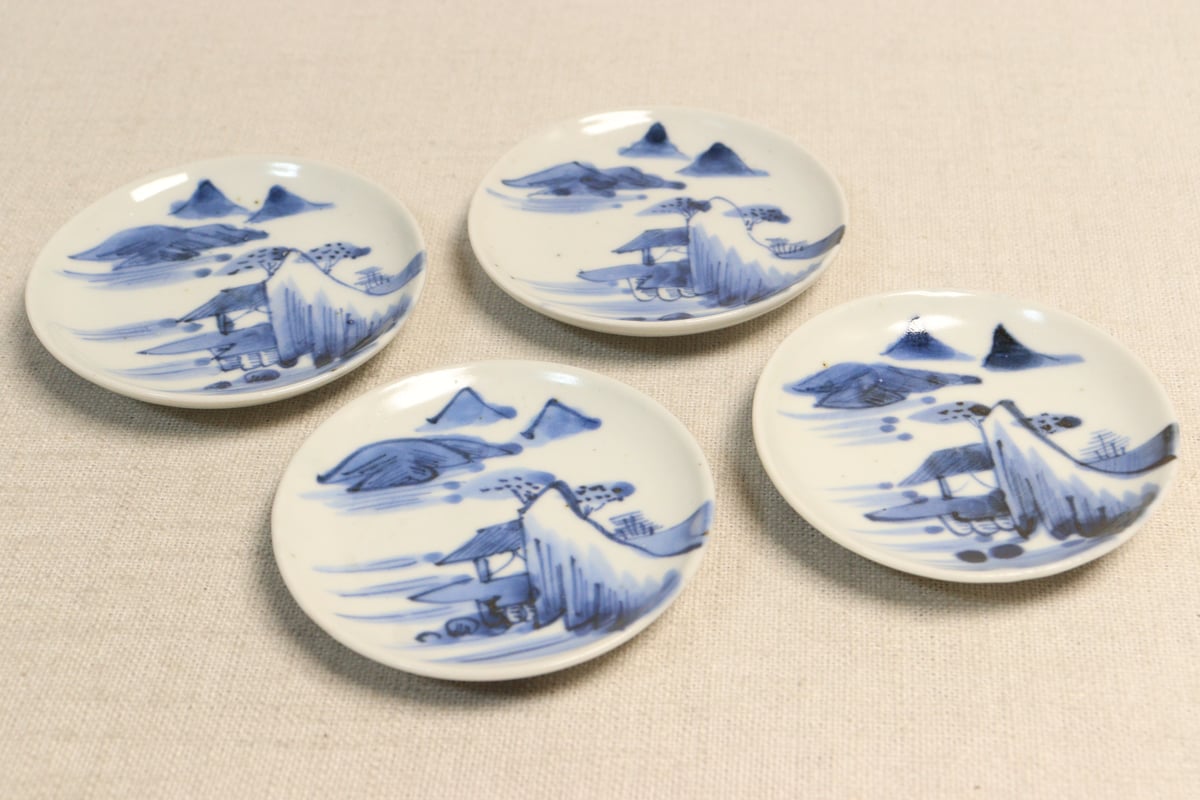 江戸後期染付山水と蝙蝠図豆皿① | 吉祥寺PukuPuku
