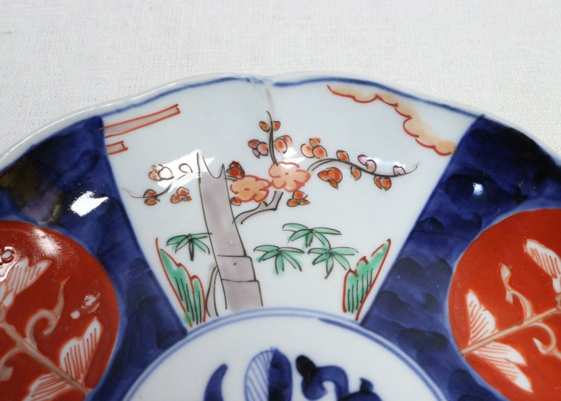 明治前期色絵桃と竹梅図通り物7寸皿 | 吉祥寺PukuPuku