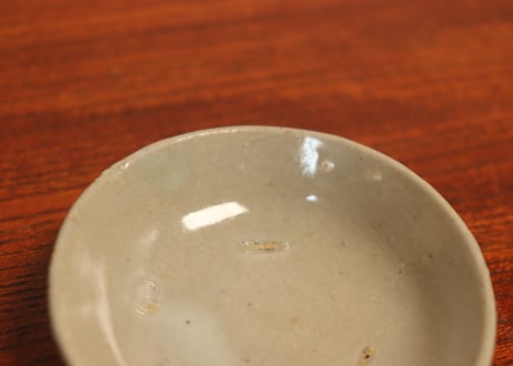 江戸幕末灰釉豆皿　5客組　窯傷込