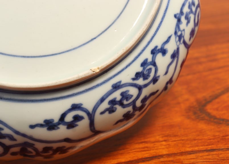 京焼名工 馬場京泉 染付色絵 柘榴に山水風景文 向付 10客 京焼名工 馬場京泉 染付色絵 柘榴に山水風景文 向付 5客 京焼