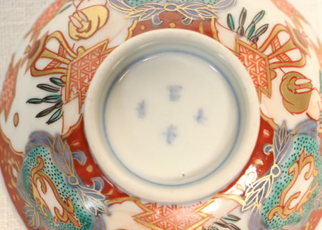 明治前期色絵兎図通り物飯茶碗①