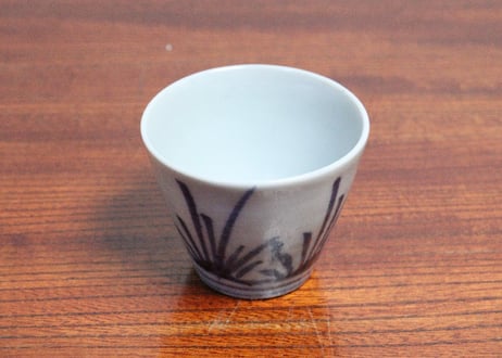 江戸中期染付立草図小猪口　5客組