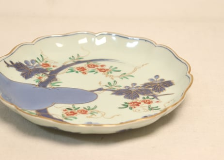 江戸中期色絵桐に蔦花図7寸皿