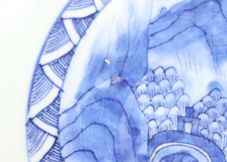 江戸幕末染付波兎と鳳凰図大鉢