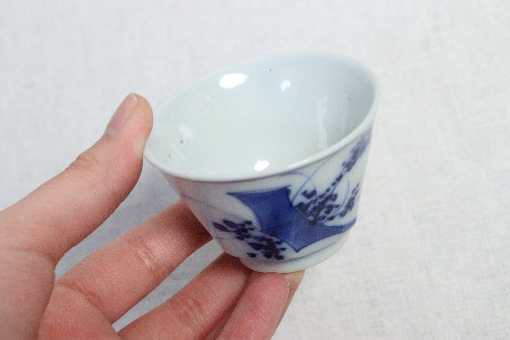 送料無料　明治時代　12角形染付山水煎茶碗5客　在銘　煎茶道具 送料無料 明治時代 12角形染付山水煎茶碗5客 煎茶道具 （煎茶