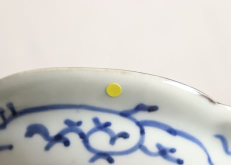 江戸後期染付亀図なます皿 窯傷,少甘手