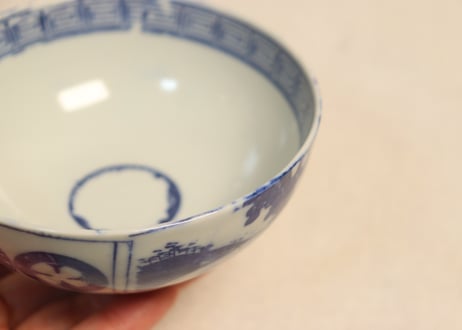 明治後期～大正銅判丸と山水人物図蓋茶碗