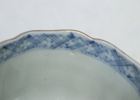 明治前期色絵扇面に菊図通り物向付