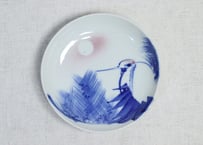 明治後期～大正染付松鶴図5寸皿