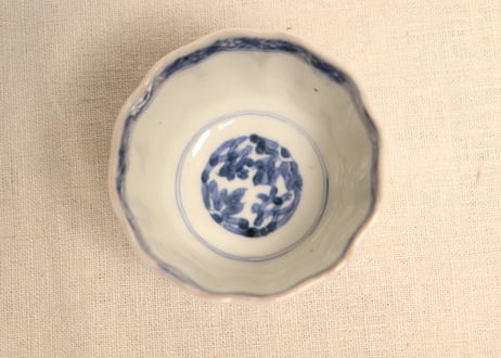 明治前期色絵梅と鶯に鳥籠図通り物向付