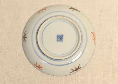 明治前期色絵柳に蛙図小皿