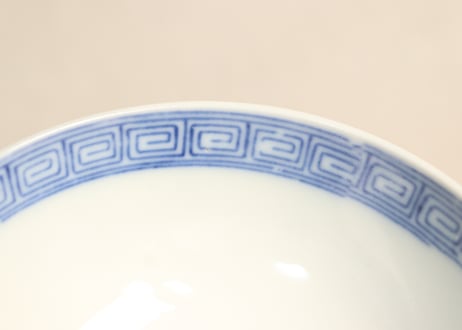 明治後期~大正銅判丸文に人物図飯茶碗