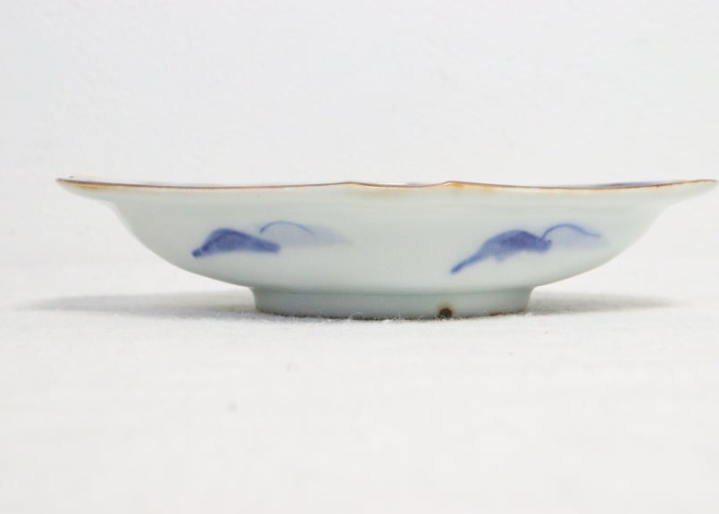 小皿　取り皿　明治初期　富士　夕焼け　朝焼け　月　金彩　吹き掛け　訳あり　窯傷 小皿 取り皿 明治初期 富士 夕焼け 朝焼け 月 金彩 吹き掛け 訳あり 窯傷