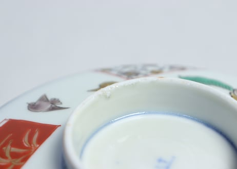 明治前期色絵麒麟に花鳥図蒸茶碗  フリモノ