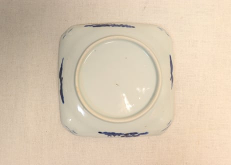 江戸後期染付船上人物図角皿①