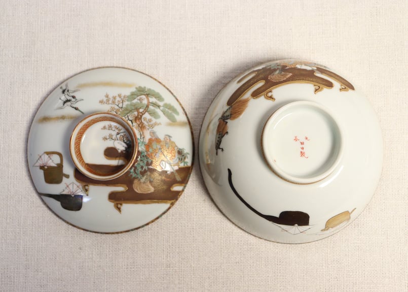 明治前期九谷焼色絵高砂図飯茶碗① | 吉祥寺PukuPuku