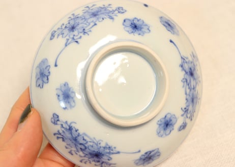 明治前期染付桜図飯茶碗② 少甘手