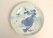 江戸中期染付流水に菊図尺皿