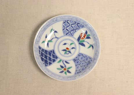 明治後期～大正平戸嘉祥色絵三果文小皿