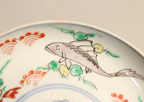 明治前期色絵魚図小皿
