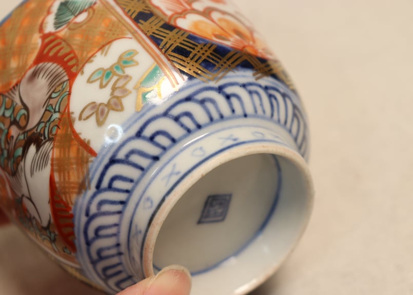 明治前期色絵桃と鶴図通り物向付② ムシクイ | 吉祥寺PukuPuku