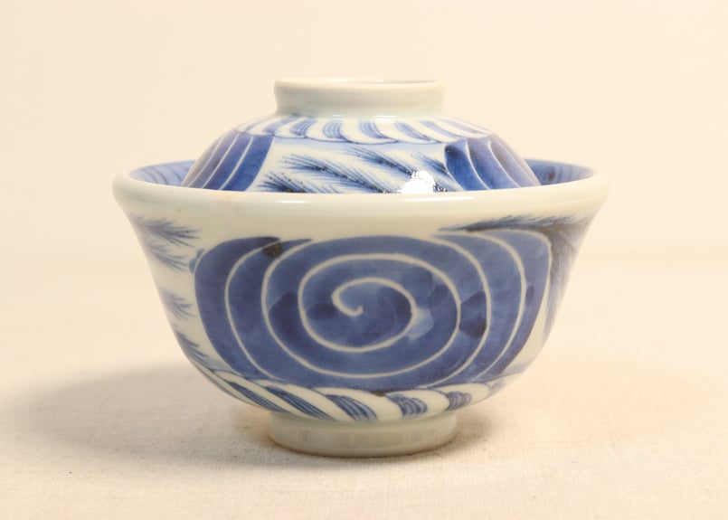 江戸後期染付柳と渦巻図飯茶碗① | 吉祥寺PukuPuku