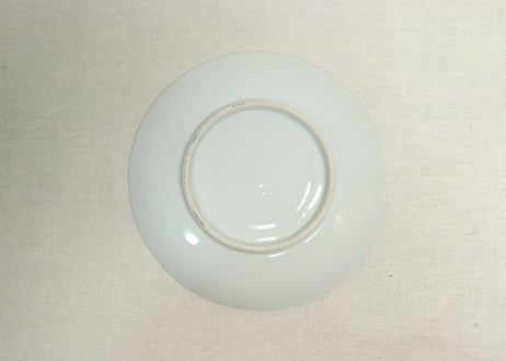 昭和戦前色絵プリント菊と竹林図6寸皿