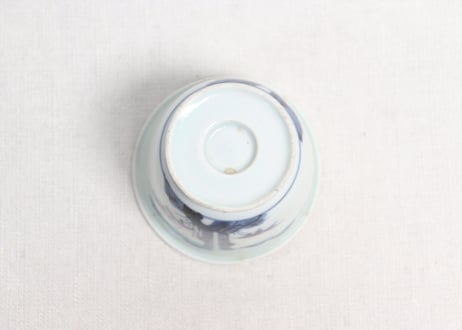 江戸後期染付松竹梅図猪口　窯傷