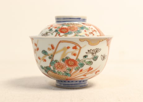 明治前期色絵菊花籠図飯茶碗③高台ひっつき