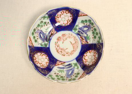 なます皿 向付 2セット 染付 色絵付 花文様 同柄 窯傷 歪み なます皿 向付 2セット 染付 色絵付 花文様 同柄 窯