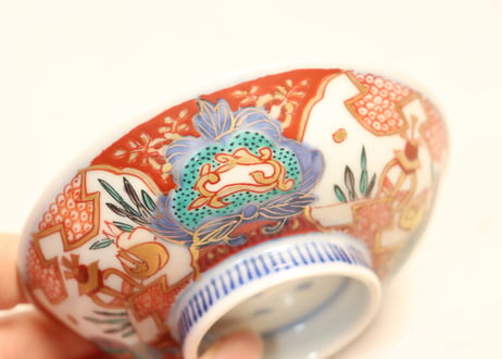 明治前期色絵兎図通り物飯茶碗③少甘手