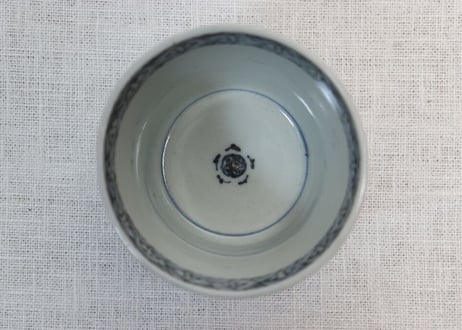 江戸後期染付柳図猪口 ムシクイ