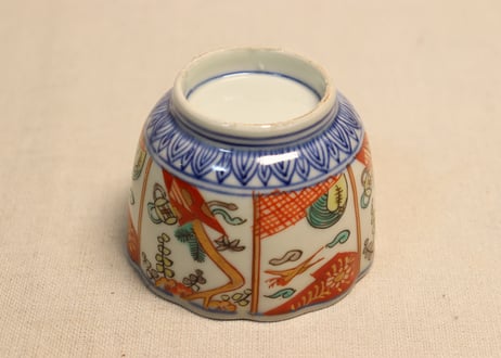 明治前期色絵熨斗と鶴亀図向付