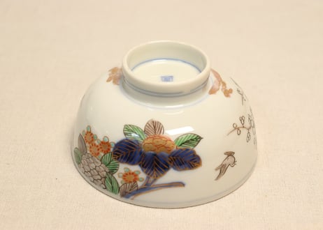 明治前期色絵紫陽花図蒸茶碗