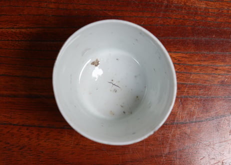 江戸中期染付氷裂に撫子図猪口②窯傷,フリモノ