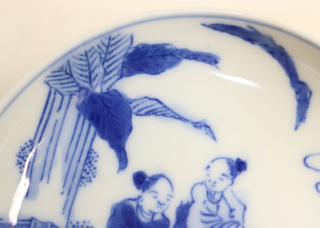 明治後期~大正銅判芭蕉と人物図小皿