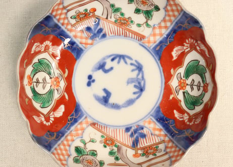 明治前期色絵四方に花図なます皿