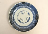江戸後期染付二方に菊図8.5寸皿