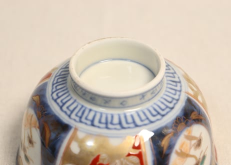 明治前期色絵牡丹と松図蓋茶碗