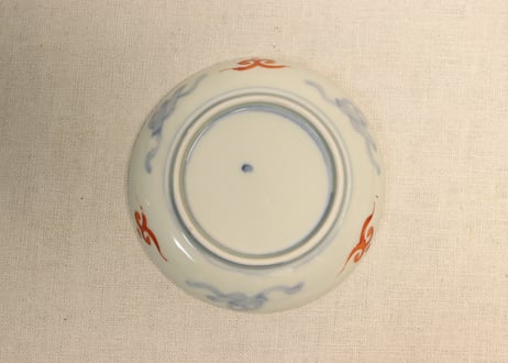 明治前期色絵三方貝図小皿