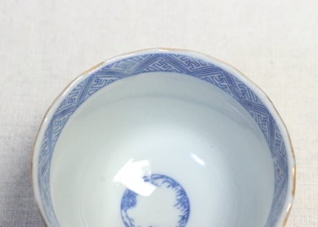 明治後期～大正銅判色絵竹林雀と松鶴図向付