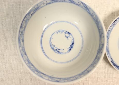 明治前期染付桜図飯茶碗①