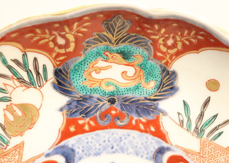明治前期色絵兎図通り物7寸皿②ノミホツ,少甘手