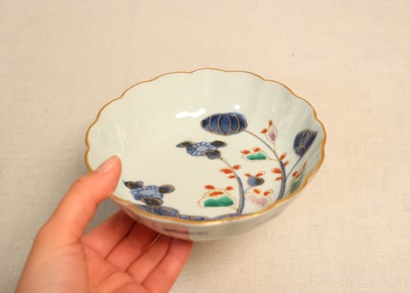 江戸後期色絵秋海棠図なます皿①
